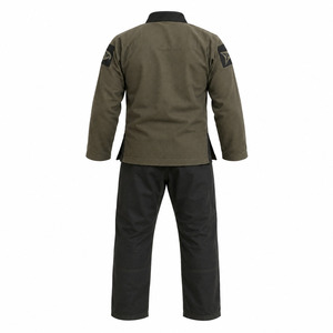 Dravelle Industry Men's BJJ Kimono Olive Green Black Pants 100% Cotton Durable Regular Fit Adult Martial <b>Arts</b> Wear Kit - Product Image 4