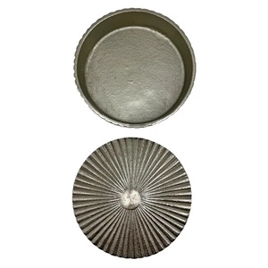 Custom Textured Gold Metal Box with <b>Lid</b> Handcrafted Sunburst Design Jewelry Organizer for Boutique Retail or Kitchen Accessories - Product Image 5