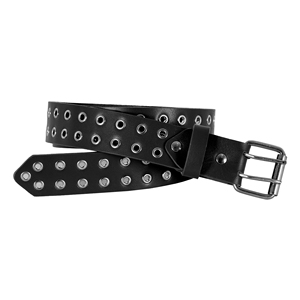Ceinture unisexe en cuir de vachette véritable à double anse, style punk décontracté, pour jean, vintage, noire, personnalisable, vente en gros - Product Image 1