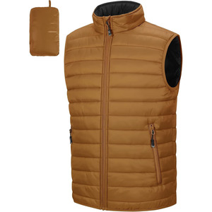 Men Autumn Puffer Vest Sleeveless Quilted <b>Waistcoat</b> Windproof Zip Up Warm Casual Outerwear Solid Color Stand Collar - Product Image 1