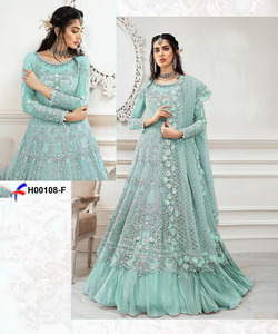 Mode indienne à la mode pour les femmes longue robe Kurti brodée Anarkali avec Dupatta costume de fête de mariage pour les filles - Product Image 1