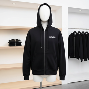 Rexfit Sports Custom Embroidery Printed Zip Hoodie <b>Thick</b> <b>Fleece</b> Acid Wash Streetwear Factory Supply Full Zipper Hoodies OEM - Product Image 4