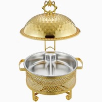 Plat de service de luxe PHC 150L en acier inoxydable doré, chauffe-plat à vapeur pour buffet, maintien au chaud 24h avec contrôle de température pour mariages