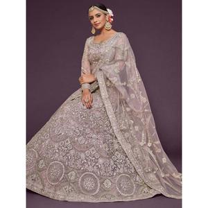 Precioso Lila Bordado Soft Net Lehenga Choli Con Dupatta - Product Image 6