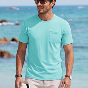 T-shirts pour hommes en mélange coton-soie de haute qualité, impression personnalisée en gros, t-shirts unis pour hommes, logo noir, jersey doux, motif uni - Product Image 2