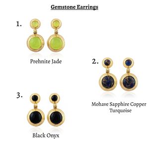 Chunky Double Prehnite Jade Cabochon 6mm/12mm Trendy Women's Party Drop <b>Earrings</b> 18k Gold Plated Solid Brass Push <b>Back</b> Wholesale - Product Image 5