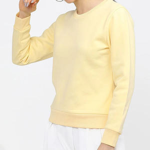 เสื้อสเวตเตอร์คอกลมสีเหลืองสำหรับผู้หญิง แขนยาว ผ้าฝ้ายถัก สวมใส่สบาย สีพื้น สำหรับฤดูใบไม้ร่วง - Product Image 3