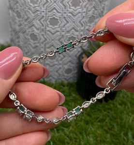 Natural Emerald Gemstone Luxury <b>Bracelet</b> 925 Sterling <b>Silver</b> Handmade Simple Classic Design IGI Certified Women Gift Wholesale - Product Image 2