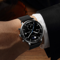 Montre de luxe Mark Fairwhale à quartz, design original, chronographe, phase de lune, étanche, fenêtre de date, acier inoxydable, BusinessFW-5350