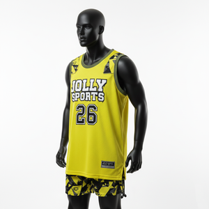 Maillot de basket-ball pour homme, respirant, en polyester, avec empiècements en mesh, logo personnalisé par transfert thermique, débardeur 100% coton, coupe ample, imprimé. - Product Image 4