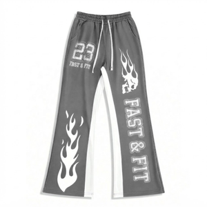 Custom Men Loose Pants Solid Color Joggers Sweat Pants Flared Sweatpants With Logo Digital Print mens pants - Product Image 4