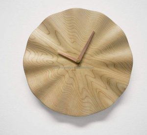 Horloge murale en bois moderne personnalisable, bois naturel de forme circulaire, simple face, pour la décoration de la maison - Product Image 6