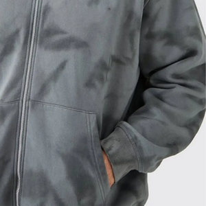 Ensemble de survêtement et de jogging d'hiver pour hommes avec fermeture éclair, 100 % coton molletonné, style streetwear, coupe-vent, vente en gros - Product Image 3