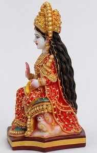 Handcrafted White Marble Swaminarayan Murti Carved Hindu Goddess Sculpture for Home Temple Decor - Product Image 6