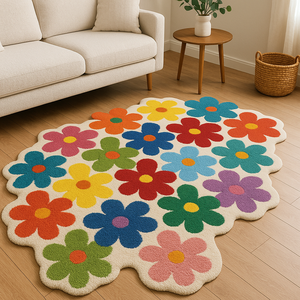 high quality rug premium quality soft wool multicolor flower orregular shape unique <b>carpet</b> for picnic - Product Image 4