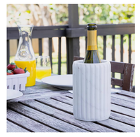 Refroidisseur de bouteilles en marbre blanc U F INTERNATIONAL WMC-37, design écologique pour une rétention de la glace, idéal pour la décoration de table moderne et les fêtes, pour le vin