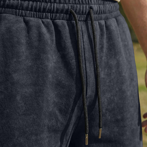 Men Acid Wash Vintage Distressed Lightweight Shorts Custom Logo and Design Drawstring Cotton Casual Gym Streetwear Shorts - Product Image 3