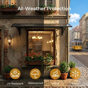 Tettoia per Finestra 40x60 Pollici, Protezione Esterna da UV, Pioggia e Neve, Tettoia per Ingresso Porta con Drenaggio, in PC Rivestito per Casa, Portico, Patio - Product Image 6