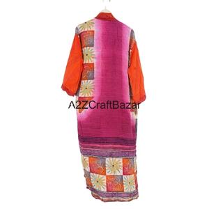 Kimono de Seda Tejido a Mano para Mujer, Elegante y Lujoso, Cuello en V, Cierre con Cordón, Diseño de Parches con Logotipo Frontal, Manga Larga, Verano - Product Image 2