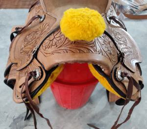 Sillín de cuero hecho a mano, diseño de caballo, Occidental - Product Image 2