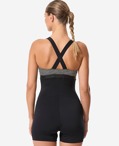 Womens <b>High</b> Waist Yoga Jumpsuit Sleeveless Criss-Cross Neck Geometric Print Quick Dry Spandex Nylon Spring Summer Minimalist Fit - Product Image 3