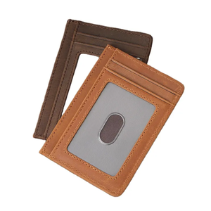 High Quality Custom Men's Genuine Leather Wallet <b>Mini</b> Smart Slim Card Holder with Open Closure Lightweight and Short Pocket 2026 - Product Image 1
