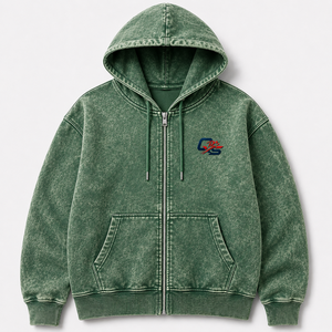 Sweat-shirt à capuche zippé vintage délavé sur mesure, épais et oversize, style streetwear, fabricant de marque privée - Product Image 6