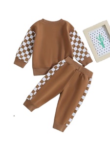 Customized Brand Baby Casual Print Color-Block Zip-Up Hooded Long Sleeve Jersey Sweatshirt Joggers 100% Cotton Worsted Fabric - Product Image 3