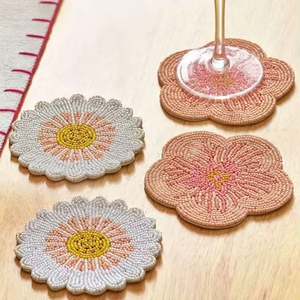 High Quality Vintage Glass Seed <b>Beads</b> <b>Coaster</b> with 5mm Thickness Customizable for Classic Home Interiors - Product Image 1