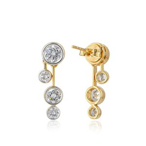 14K Yellow <b>Gold</b> 1.66 Ct Lab Grown Diamond Drop <b>Earrings</b> Bezel Set Diamond <b>Dangle</b> <b>Earrings</b> - Product Image 2