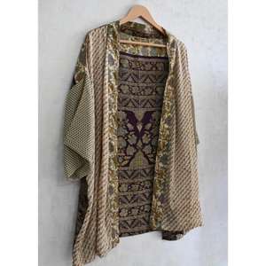 Kimono de Seda India Hecho a Mano de Lujo para Mujer, Bata Corta Estampada para Dormir, Ropa de Dormir - Product Image 2