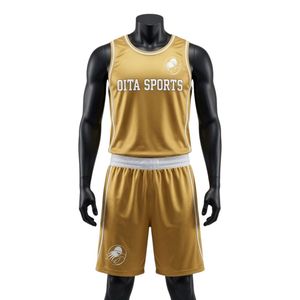 Conjunto de Uniforme de Boxeo Dorado para Hombre, Jersey sin Mangas y Pantalones Cortos, Ropa Deportiva de Entrenamiento, Ropa para Combates - Product Image 1