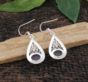 Pendientes de Cobre Morado Hechos a Mano con Turquesa para Mujer, Estilo Boho Vintage, Joyería Colgante, Regalo Único de Aniversario - Product Image 5