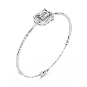 Nueva Pulsera Abrible de Lujo y Elegante en Oro Rosa de 14kt con Halo Estelle y Diamante Esmeralda de Laboratorio (1 Ct.) Tw. Marcado de Joyería Fina de Lujo - Product Image 6