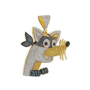 Pendentif Moissanite Animalier de Dessin Animé en Argent Sterling 925 Plaqué Or Bicolore avec Micro-Incrustation, Breloque Hip Hop pour Fête - Product Image 3
