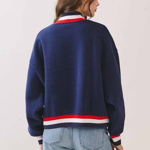 USA Custom Pullover <b>Mock</b> <b>Neck</b> Crew <b>Neck</b> Cotton Fleece Sweatshirt Chenille Embroidery Greek College Clothing - Product Image 4