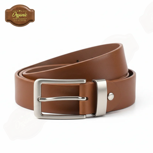 Ceinture en cuir de vachette véritable de qualité supérieure avec boucle en métal argenté – Ceinture imperméable et durable pour homme, idéale pour les occasions professionnelles et décontractées - Product Image 3