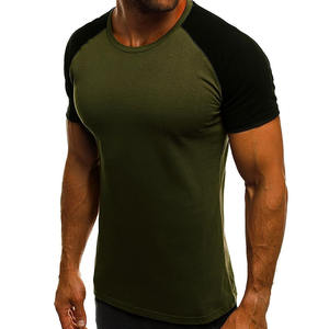 เสื้อยืดริงเกอร์สำหรับผู้ชายเสื้อเชิ้ตเต็มตัวแขนสั้นมีแหวนสีน้ำตาลน้ำเงินเข้มดีไซน์ล่าสุดสำหรับผู้ชาย - Product Image 3