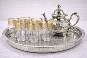 Best selling Moroccan Tea Set 6 glasses one tray one <b>teapot</b> in gift box - Product Image 2