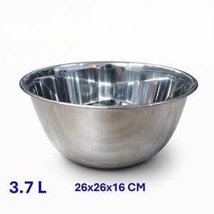 ชามผสมสแตนเลสเกรดพรีเมียม |   ชามเสิร์ฟอเนกประสงค์ขนาด 3.7 ลิตร ปลอดสาร BPA เป็นมิตรกับสิ่งแวดล้อม ทนทาน ชามเตรียมอาหาร/สลัด สีเงิน - Product Image 3
