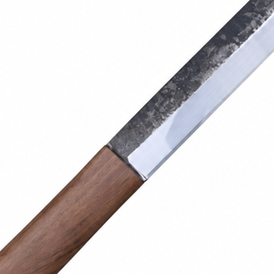 Long Narrow Fillet <b>Knife</b> with Brown Wooden Handle Silver Blade Dark Forged Finish Sharp Pointed Tip for Meat and <b>Fish</b> Slicing - Product Image 6
