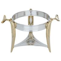 Plat de service rond de luxe en verre avec support doré, chauffe-soupe en acier inoxydable, bac alimentaire transparent, pour buffet, unité individuelle