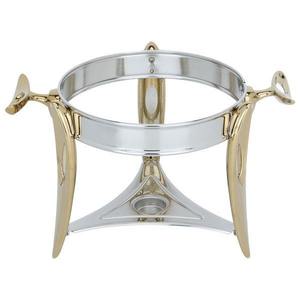 Luxury Round Glass Chafing Dish Gold Accent <b>Stand</b> Stainless Steel Soup Warmer Clear Food <b>Pan</b> Buffet Server Single Unit - Product Image 4