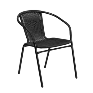 Chaise en rotin d'extérieur moderne, structure en métal, résistante aux intempéries, mobilier de jardin au design contemporain, couleur noire - Product Image 2