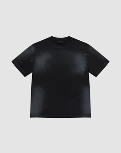 T-shirt noir oversize pour homme 100 % coton épais, col ras du cou, épaules tombantes, coupe ample, logo avant avec effet délavé soleil - Product Image 3