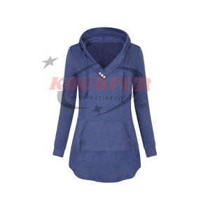 Sudadera con Capucha para Mujer, Manga Larga, Asimétrica, Color Sólido, Informal, Tejida, con Bolsillos, para Otoño, Personalizable - Product Image 6