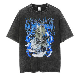 เสื้อยืดโอเวอร์ไซส์สีดำสำหรับผู้ชาย คอกลม แขนสั้น ผ้าคอตตอนเจอร์ซีย์แบบซักแล้ว สไตล์ลำลอง สีพื้น ทรงปกติ - Product Image 6