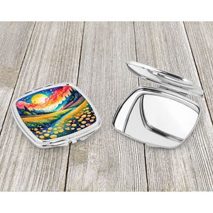 Renoncules colorées miroir de maquillage de voyage Compact cadeau de conception de poche pliant Portable pour les femmes et les filles - Product Image 3