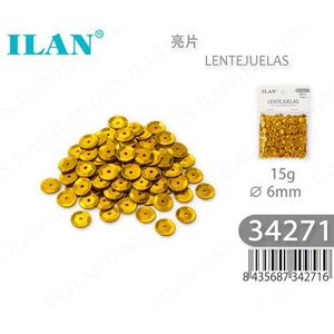 Paillettes ILAN 6mm Oro 15g Per Artigianato e Cucito - Product Image 1