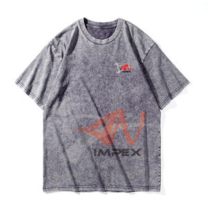 Camisetas Casuales de Manga Corta para Hombre, 100% Algodón, Lavado Ácido, con Logotipo Personalizado Bordado, Estampado en Blanco, Estilo Urbano, en Stock - Product Image 1